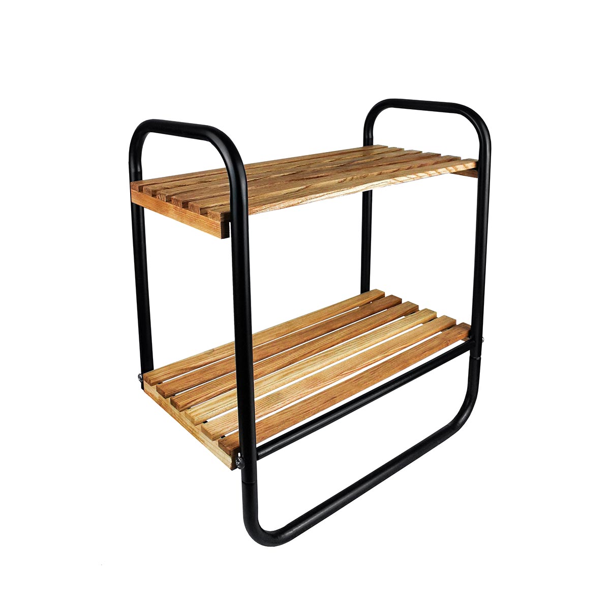 Полка навесная 2 секции 410 х 210 х 445 мм (дерево/металл) (черный) (1) "виолет"