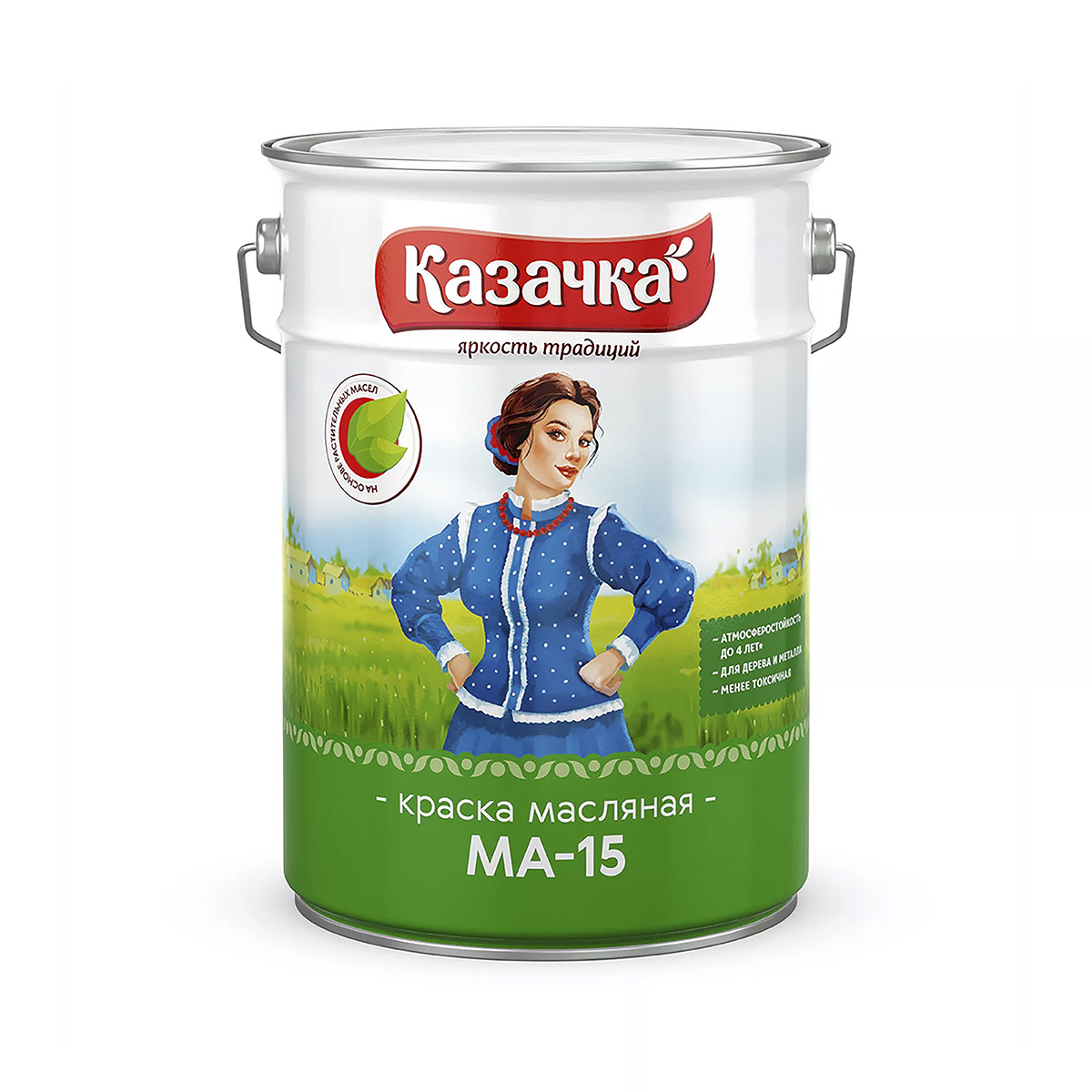 Краска ма-15 зеленая  6 кг (1/2) "казачка"