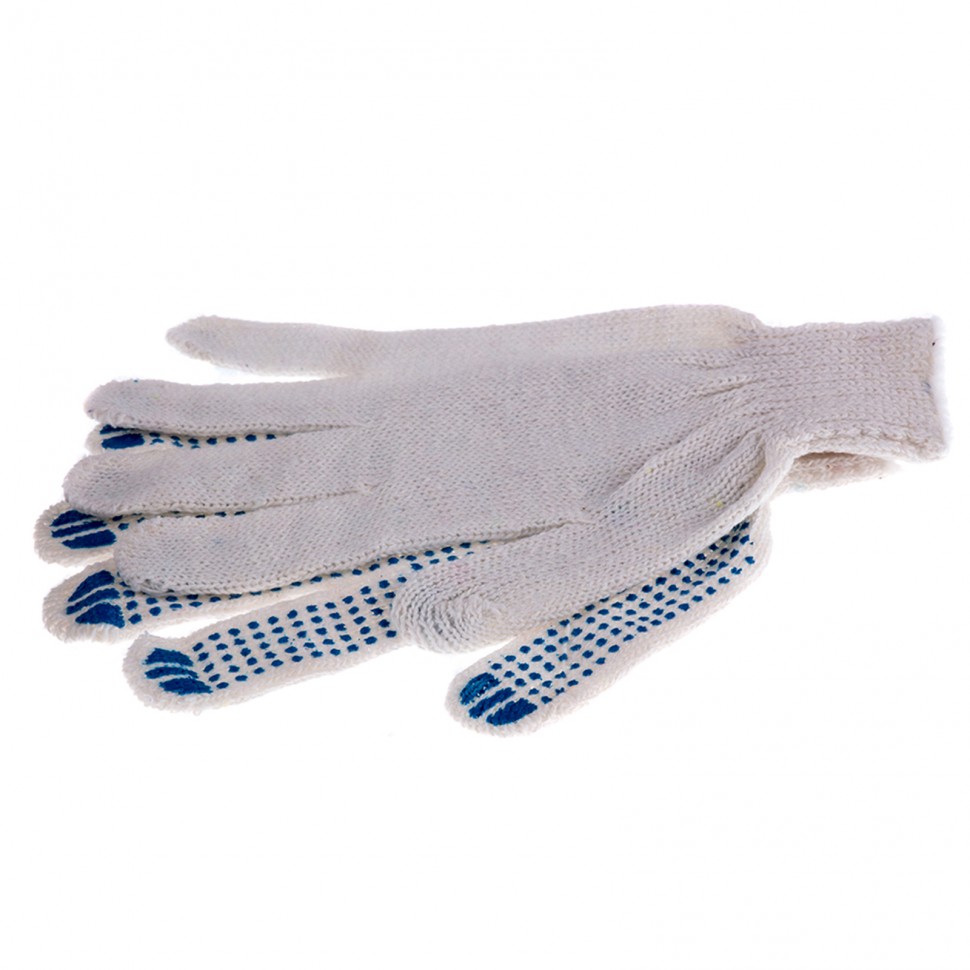 Перчатки х/б, ПВХ покрытие, "Точка", 6 пар в упаковке, 7 класс (67717)