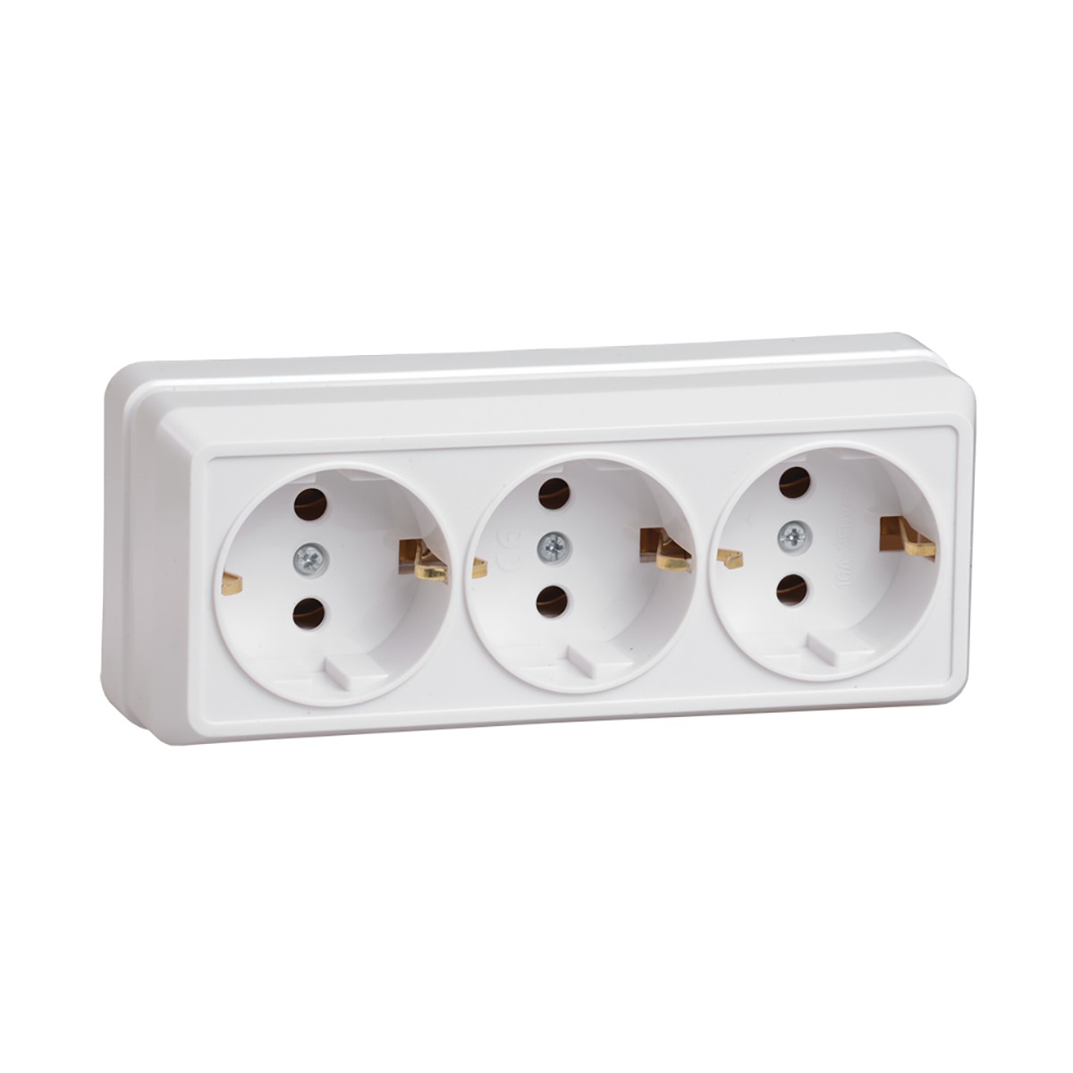 Розетка открыт. уст. "октава" 3-х местн. с заземл. рс23-3-об, 16а, белый (1/20/240) "iek"