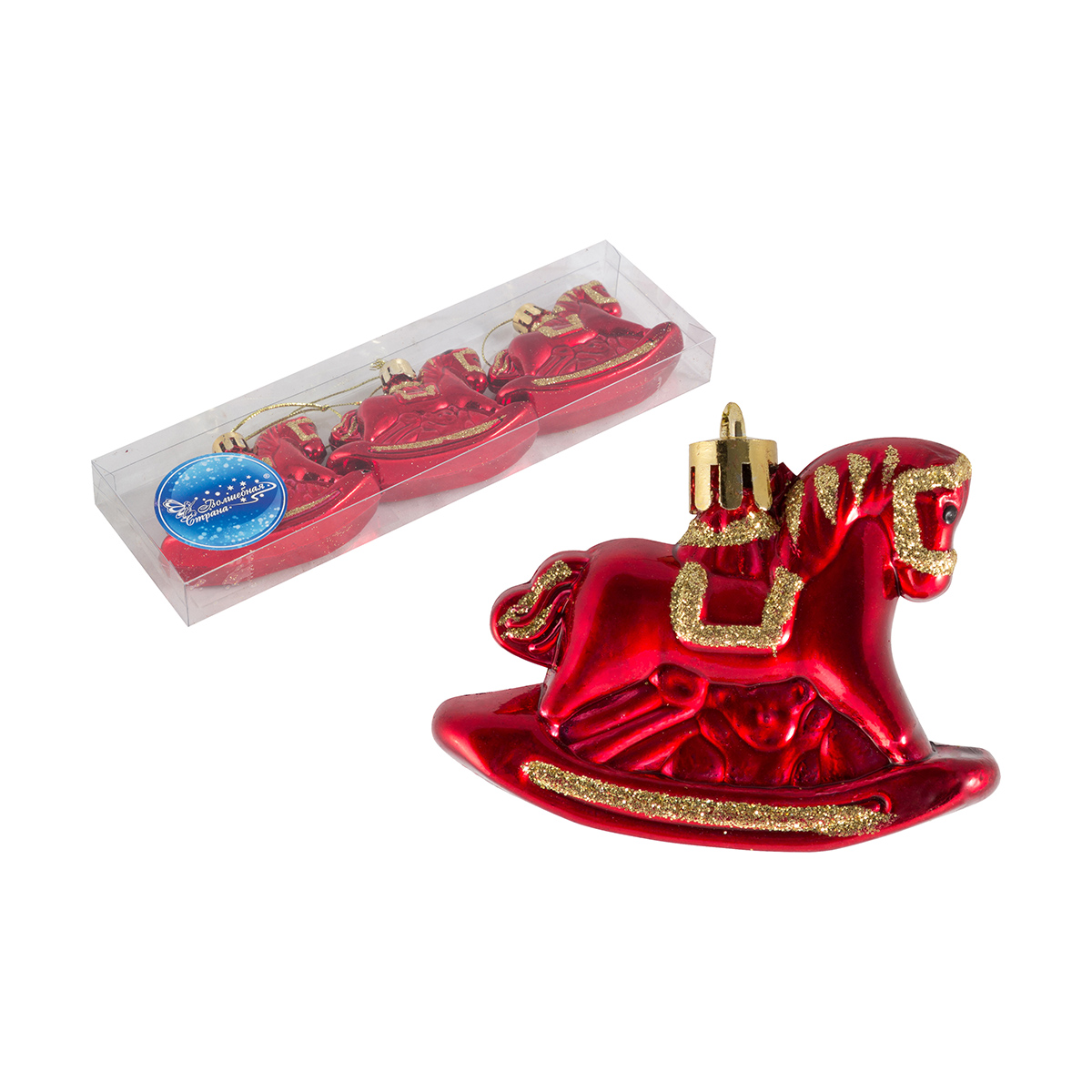 Набор елочных украшений "лошадки" 3 шт. (1/120) "волшебная страна"