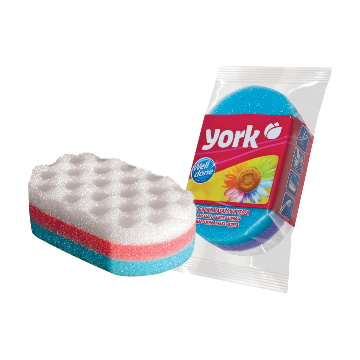 Губка банная массажная "радуга" (1/60) "york"