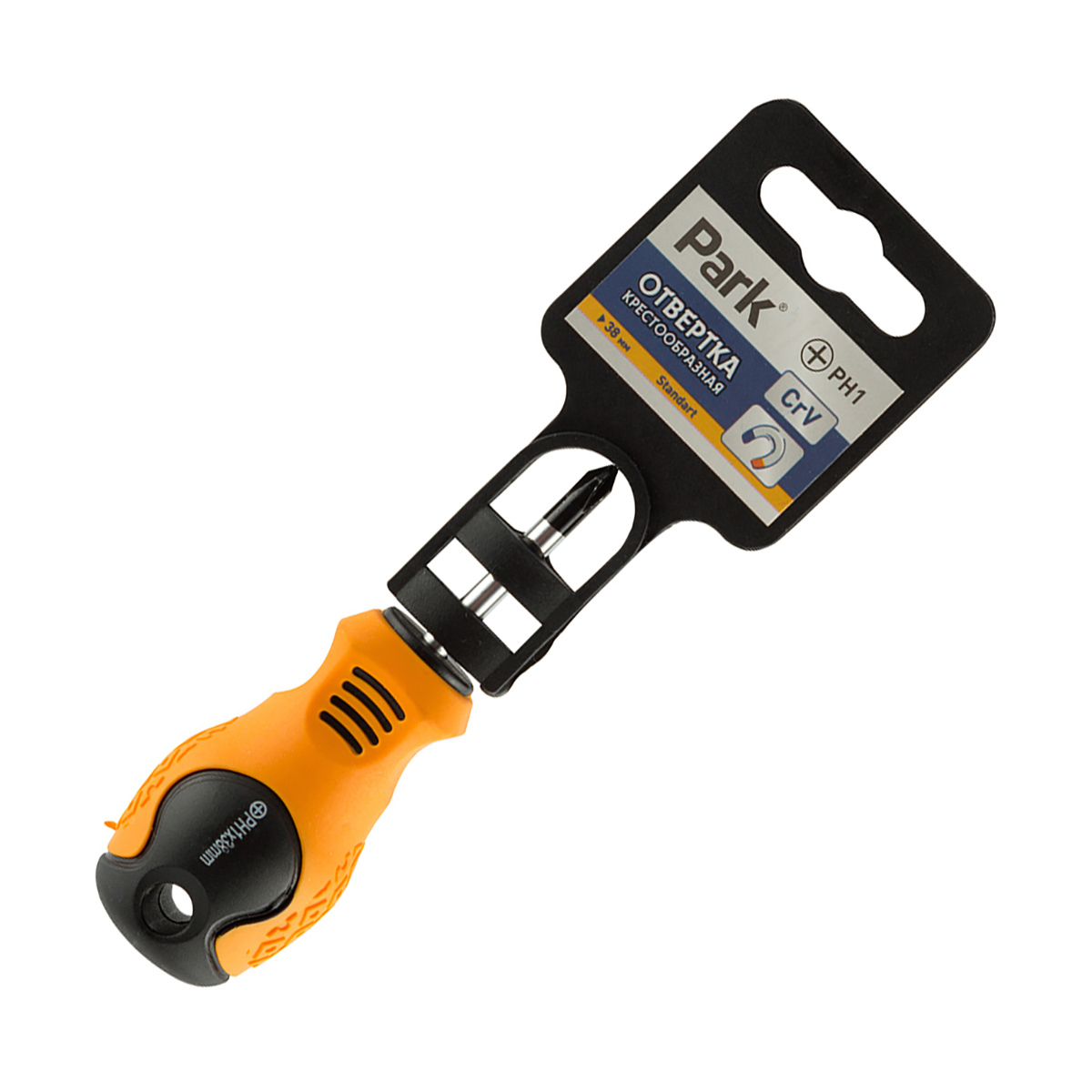 Отвертка крестовая "standart" 38 мм ph1 двухкомп. рукоятка (1/12/240) "park"