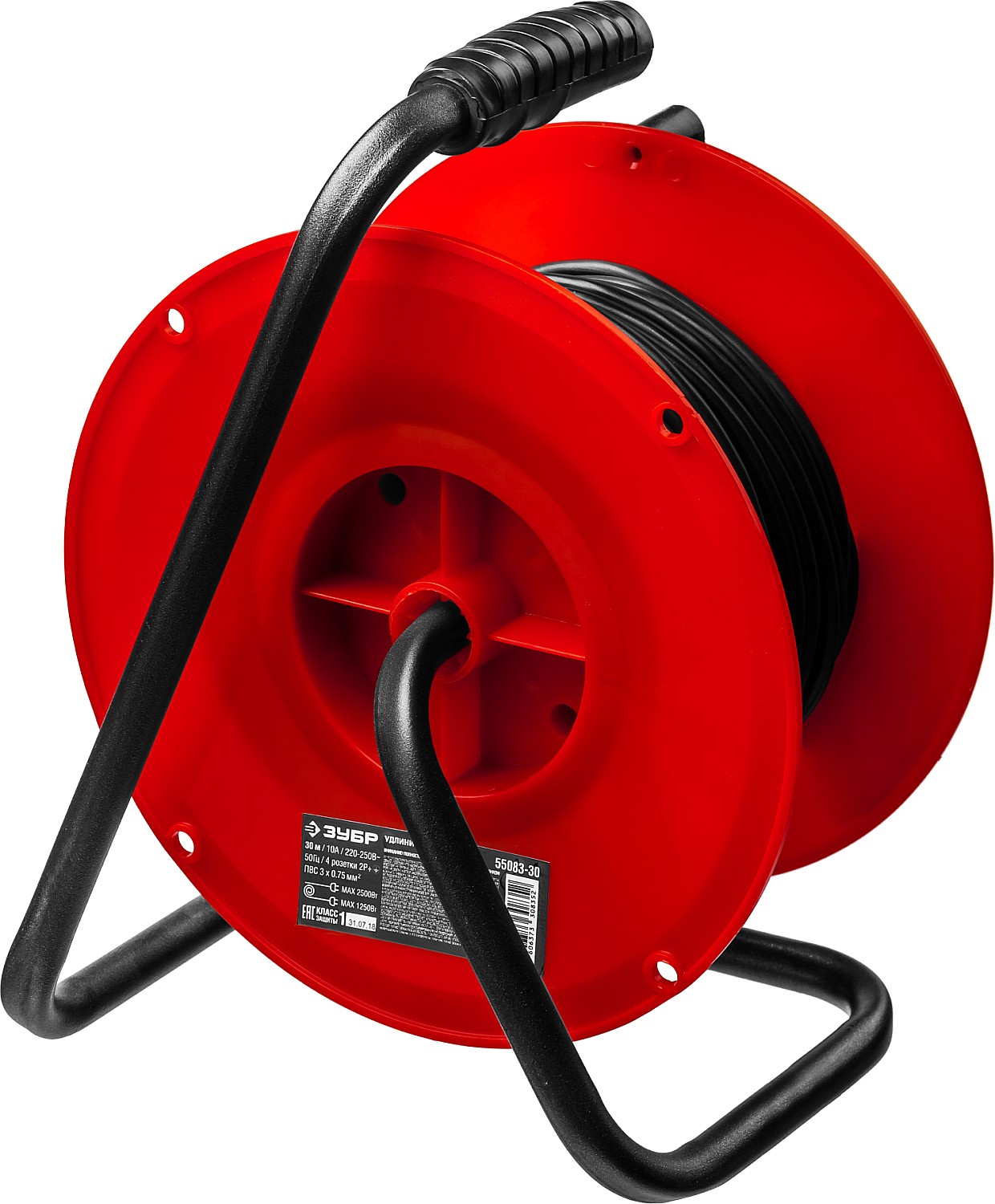 Удлинитель на катушке ЗУБР ПВС 3х0.75 30м 2200Вт, ПВС 307