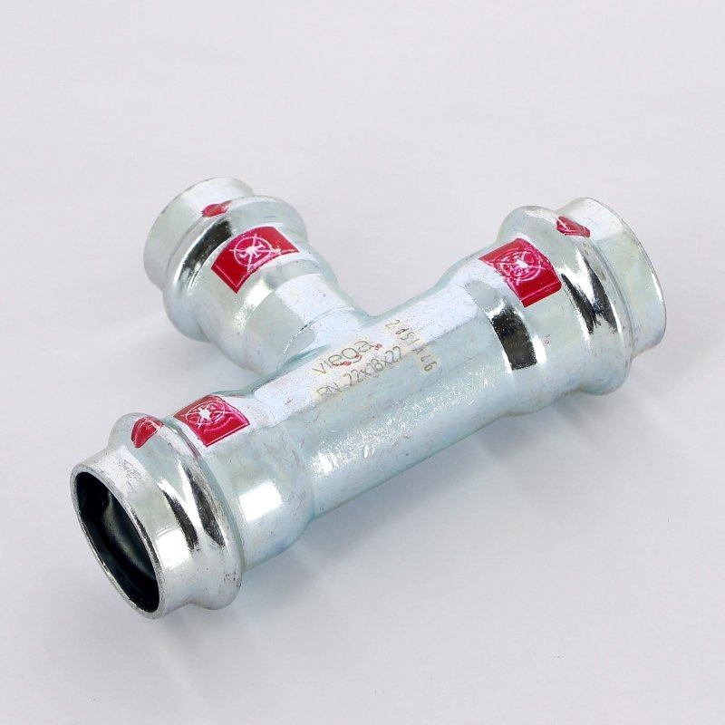 Тройник пресс 22x18x22 оцинкованная сталь Prestabo VIEGA