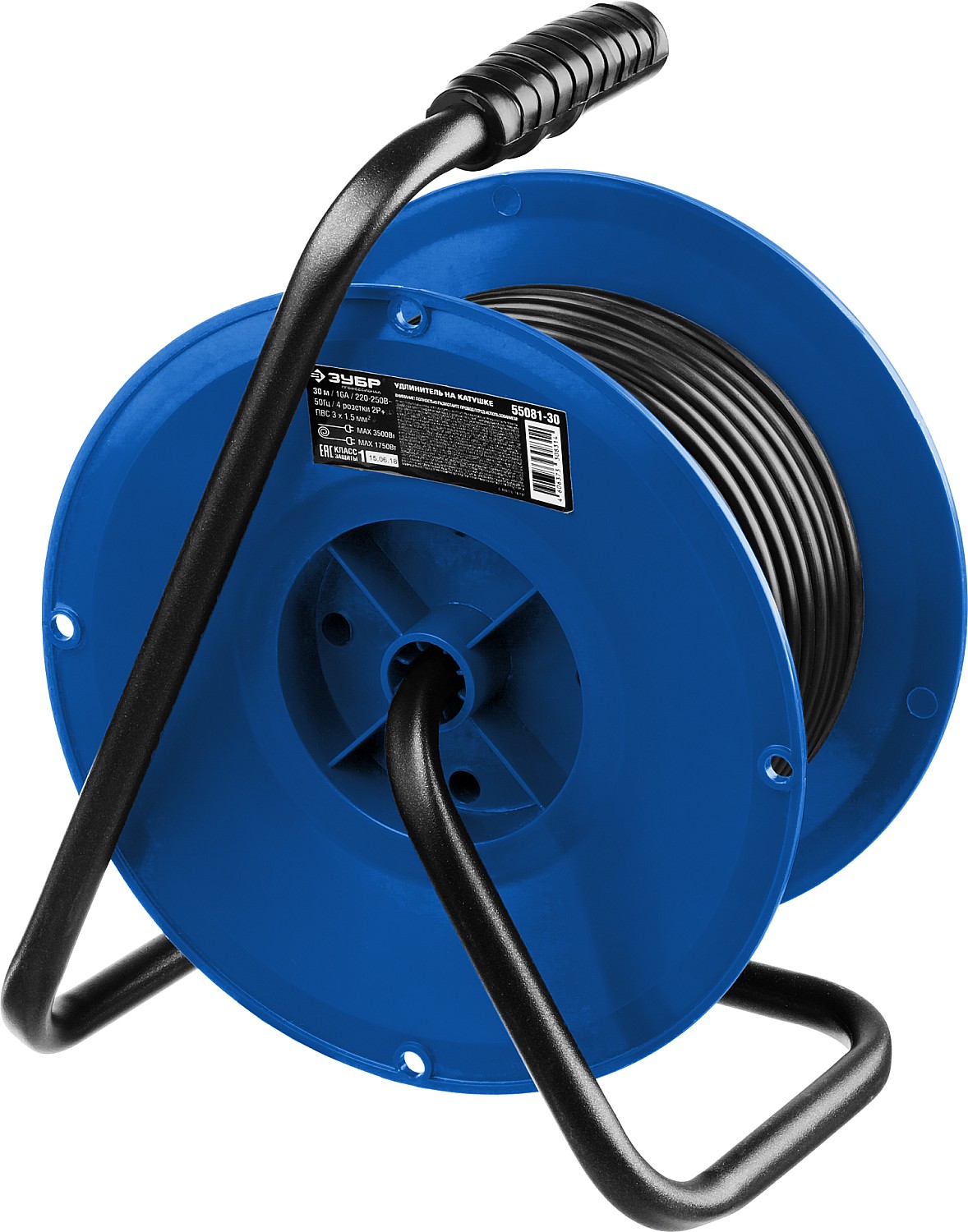 Силовой удлинитель на катушке ЗУБР ПВС 3х1.5 40м 3500Вт IP44, ПВС 315
