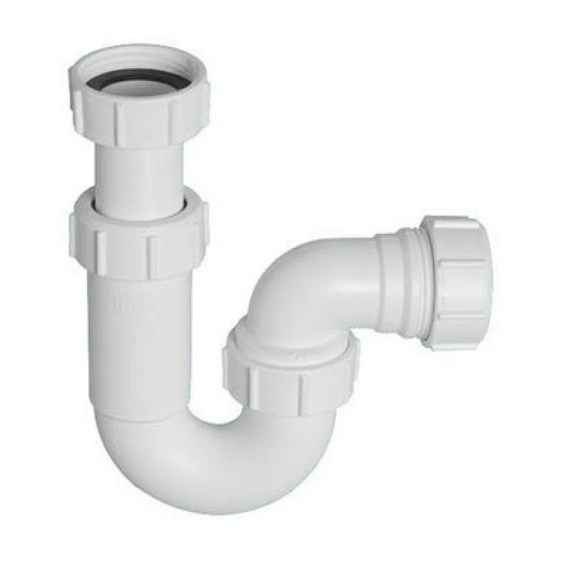 Сифон McALPINE трубный Р-образный 1 1/4" х 32 мм без выпуска, выход компрес. 32 мм