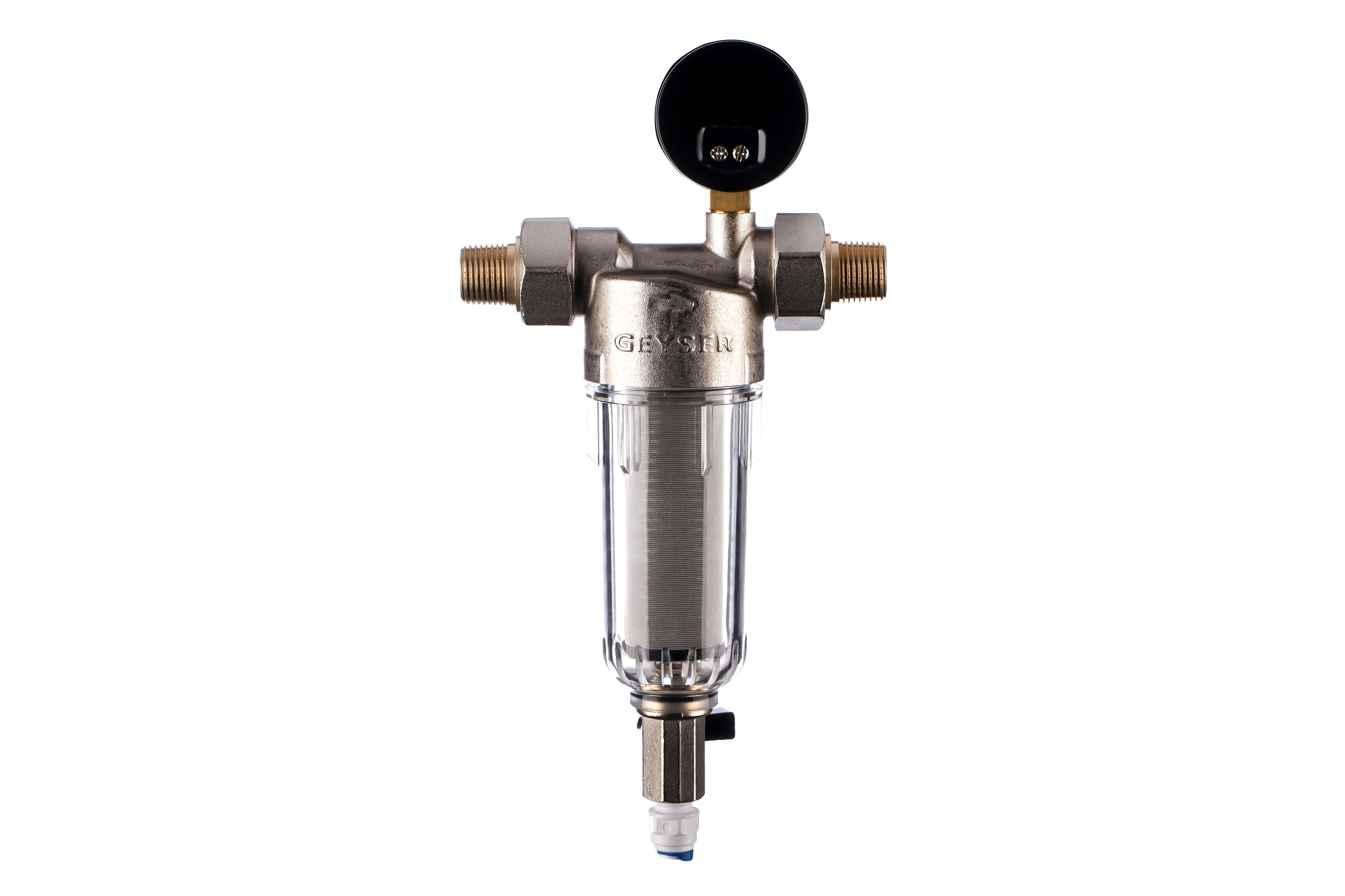 Фильтр магистральный промывной Гейзер Бастион 112 1/2" для ХВС с манометром