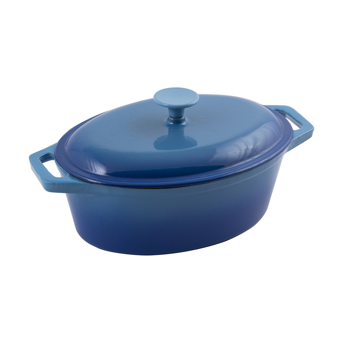 Кастрюля-утятница чугун. 3,5 л эмалиров. (синяя) (1/2) "mallony" oce-28