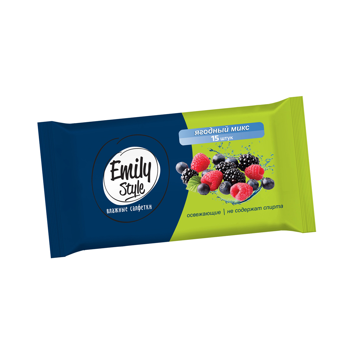 Салфетки влажные "ягодный микс" упак. 15 шт. (1/82) "emily style"
