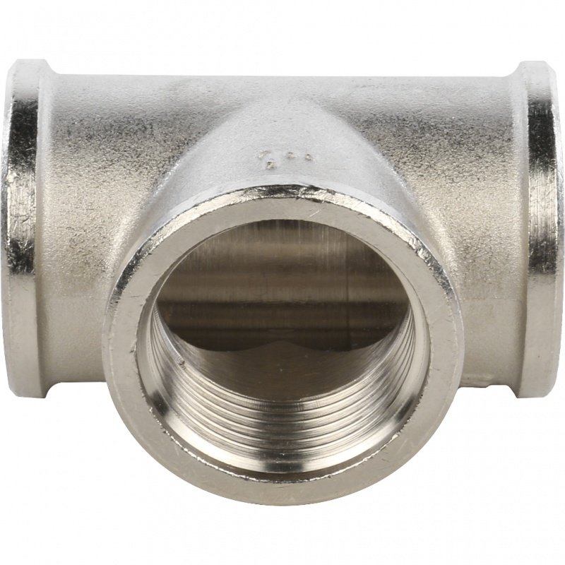 Тройник резьбовой ВР 1" никель STOUT