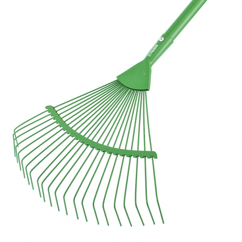 Грабли веерные стальные, 420 х 1585 мм, 22 круглых зуба, эмалированные, стальной черенок, Palisad (6177155)