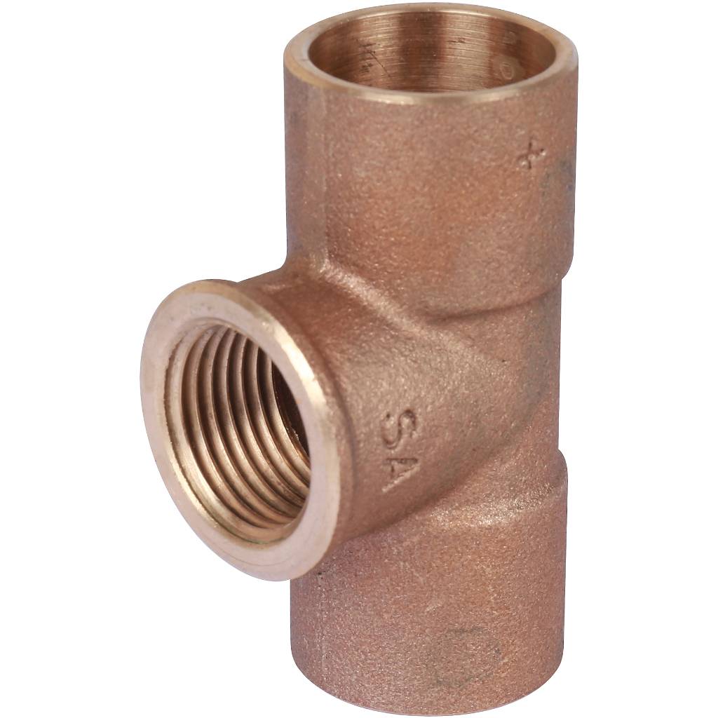 Тройник 22x1/2"x22 переходной под пайку с резьбой (ВР) SANHA бронза 141302212