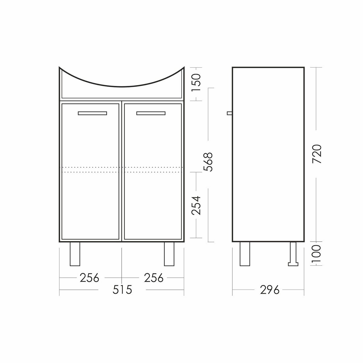 Тумба под раковину напольная "вега" 820*515*300 мм, белая "sanita" vgsacw55013f1