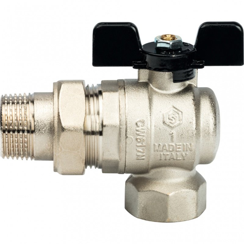 Кран шаровый STOUT ВН 1" угловой с американкой