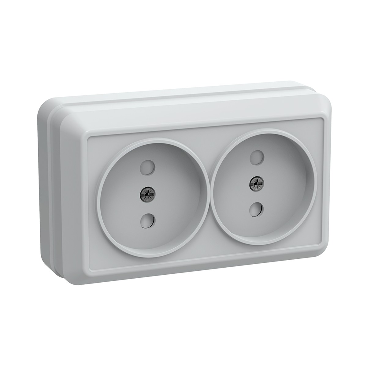 Розетка открыт. уст. "октава" 2-х местн. с шторк. рсш22-2-об, 10а, белый (1/24/288) "iek"