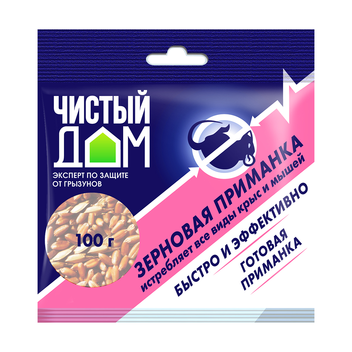 Средство от крыс и мышей "чистый дом" зерновая приманка 100 г (1/50)