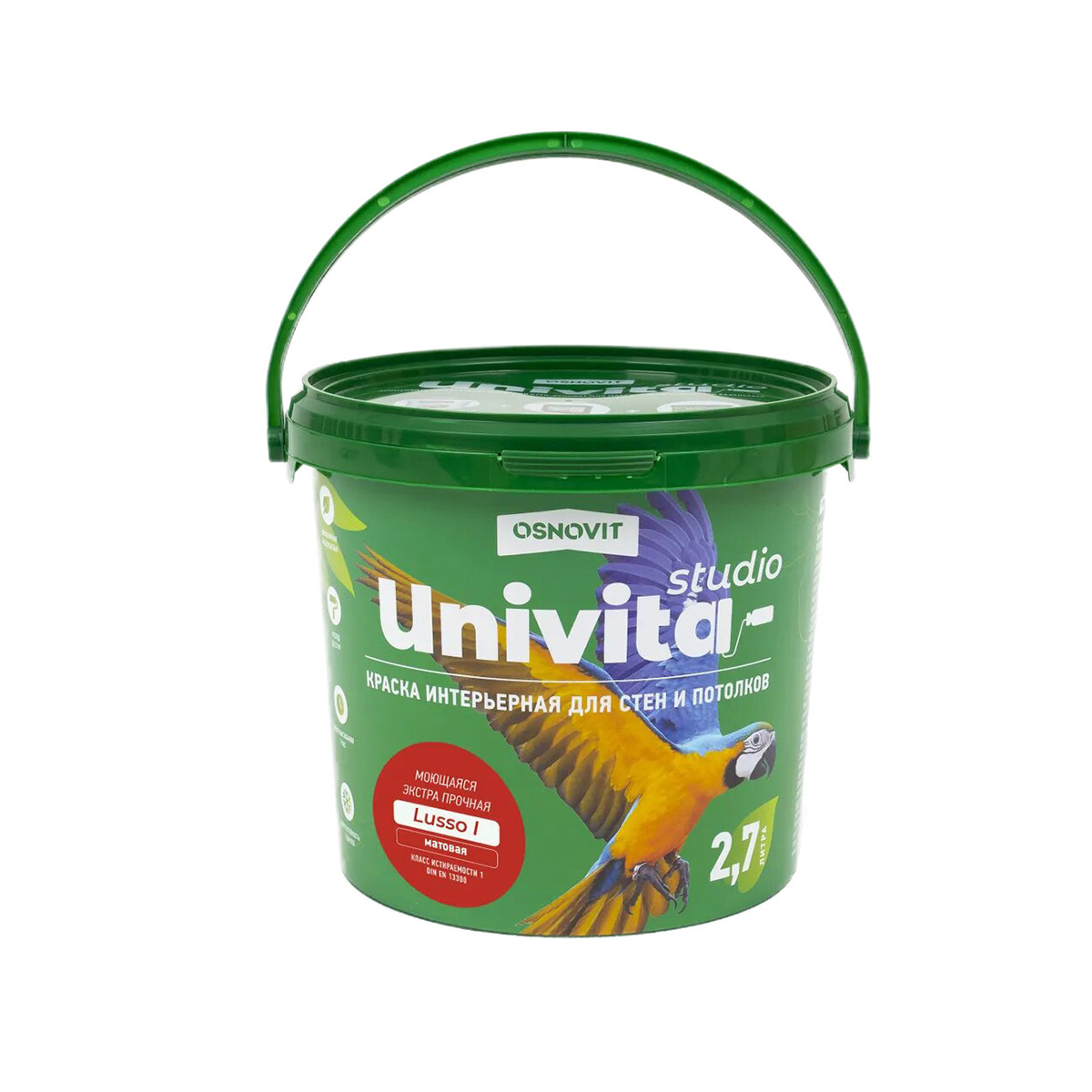 Краска в/д интерьерная моющаяся матов. "univita studio lusso i" база а 2,7 л (1/8) основит