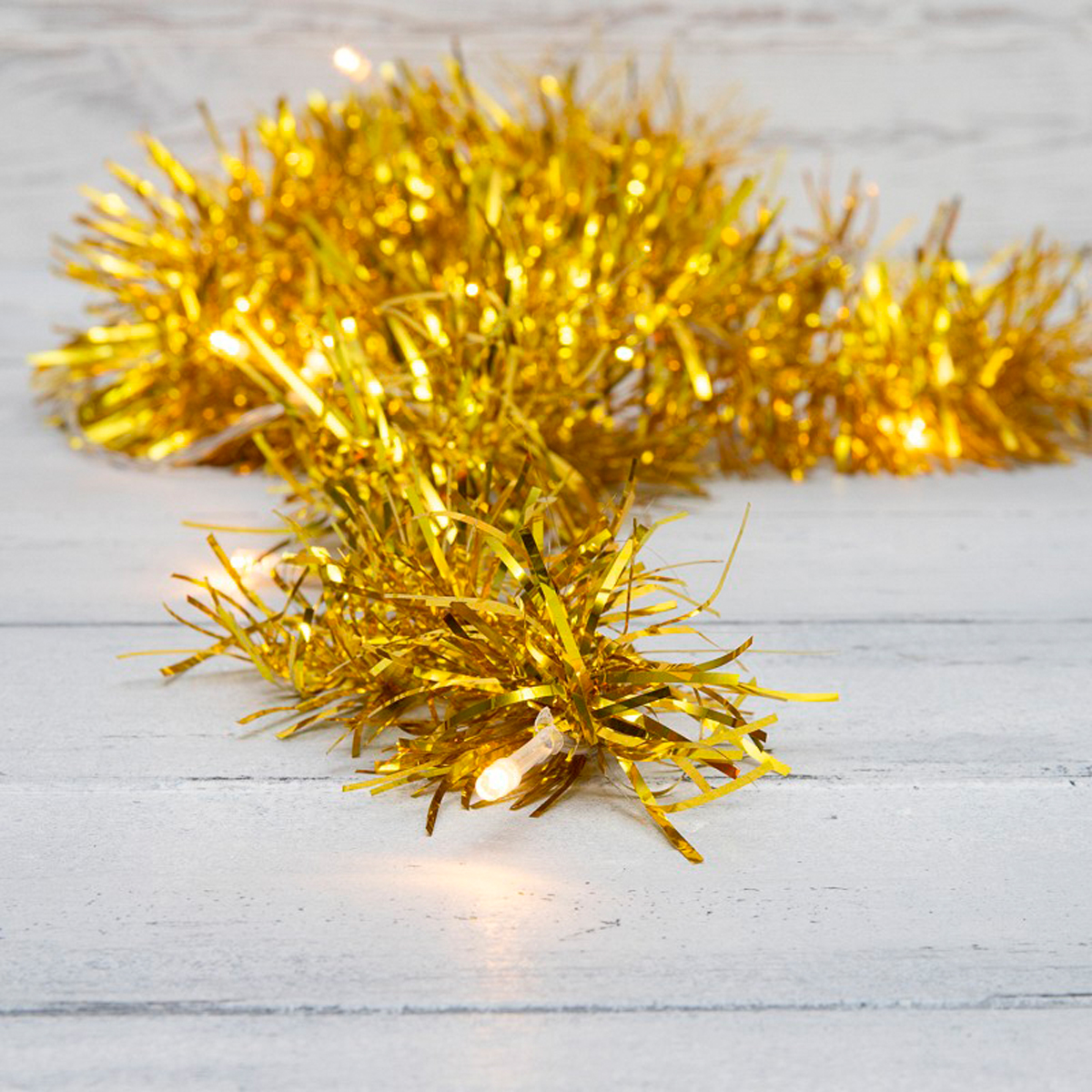 Электрогирлянда "мишура золотая" 1,5 м, 10 теплых ламп, шнур прозр. (1/24) "neon-night" 304-012