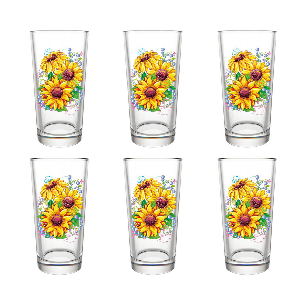 Стакан "подсолнух" 230 мл (набор 6 шт.) (1/4) "декостек"