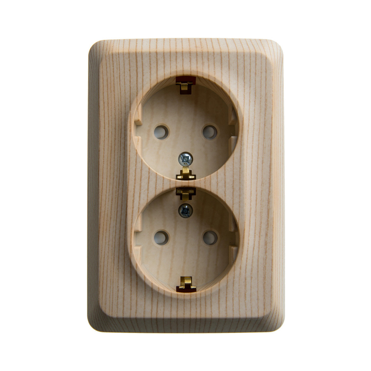 Розетка открыт. уст. "этюд" угловая 2-х местн. с заземл, с шторками 16а, сосна (1/8/64) "schneider"