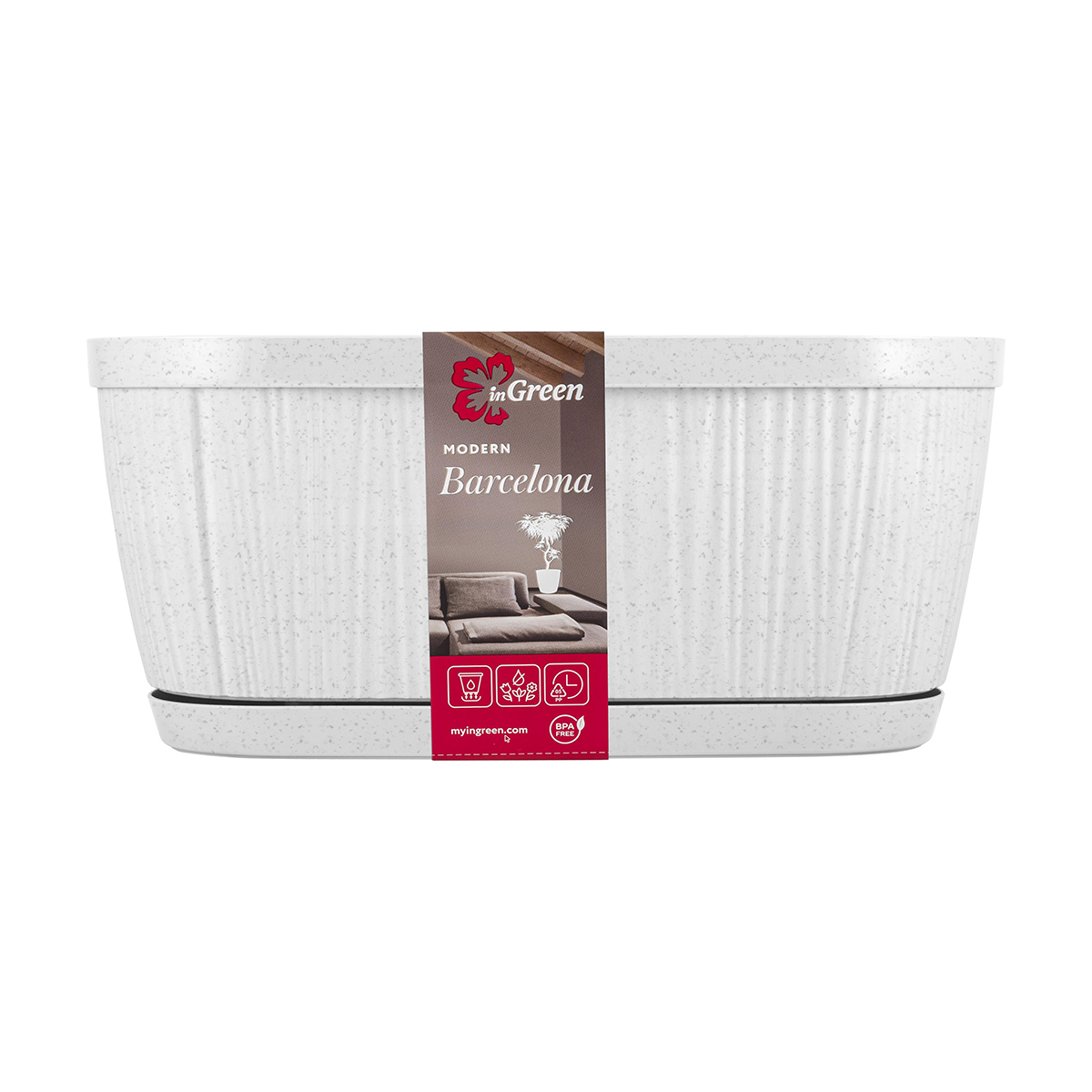 Ящик балконный с поддоном "barcelona" 27,5 см мраморный (1/18) "ingreen" ig6233мр-а1