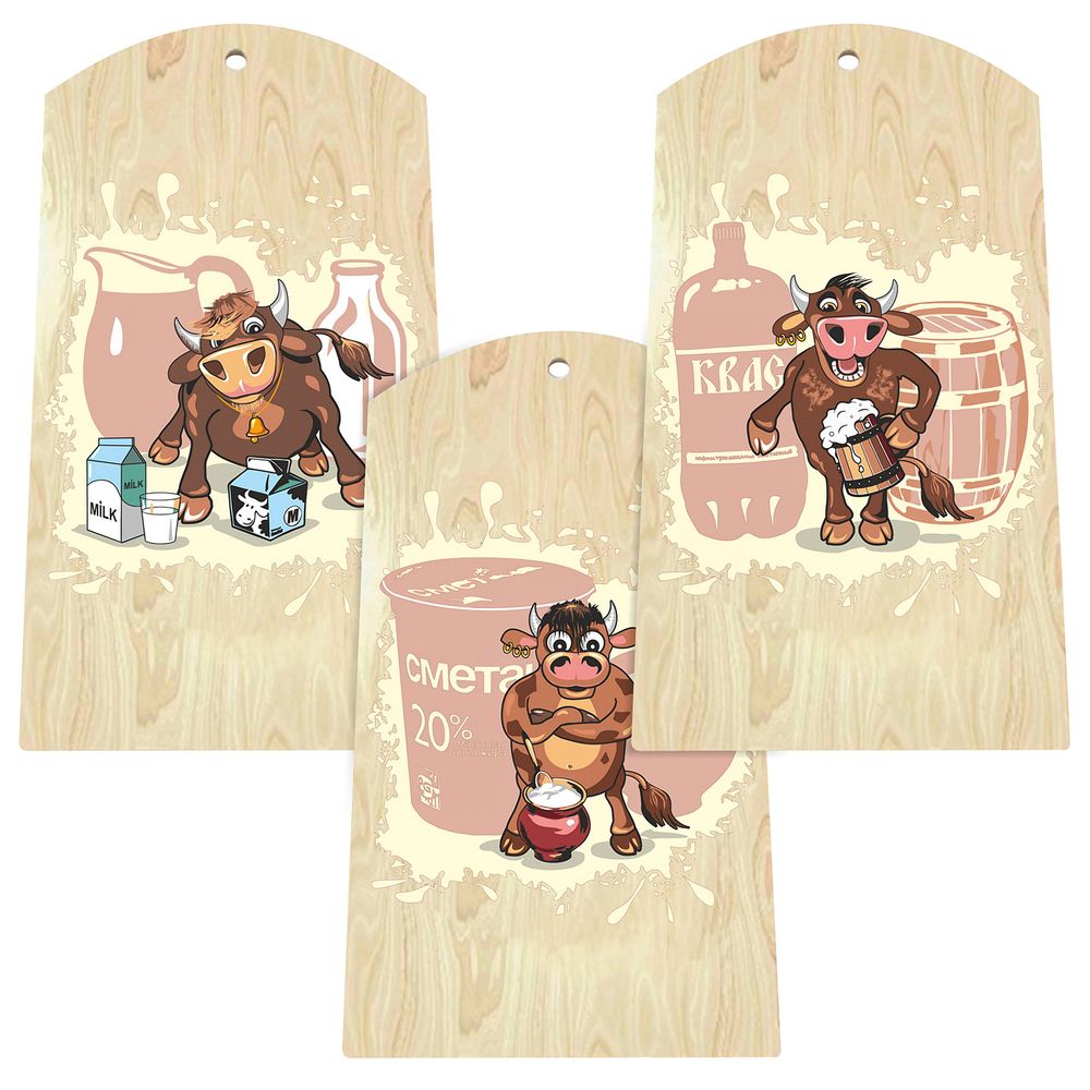 Доска разделочная дерев. "забавный бычок" 17*29 см (1/6/48) "мультидом"  мт88-385