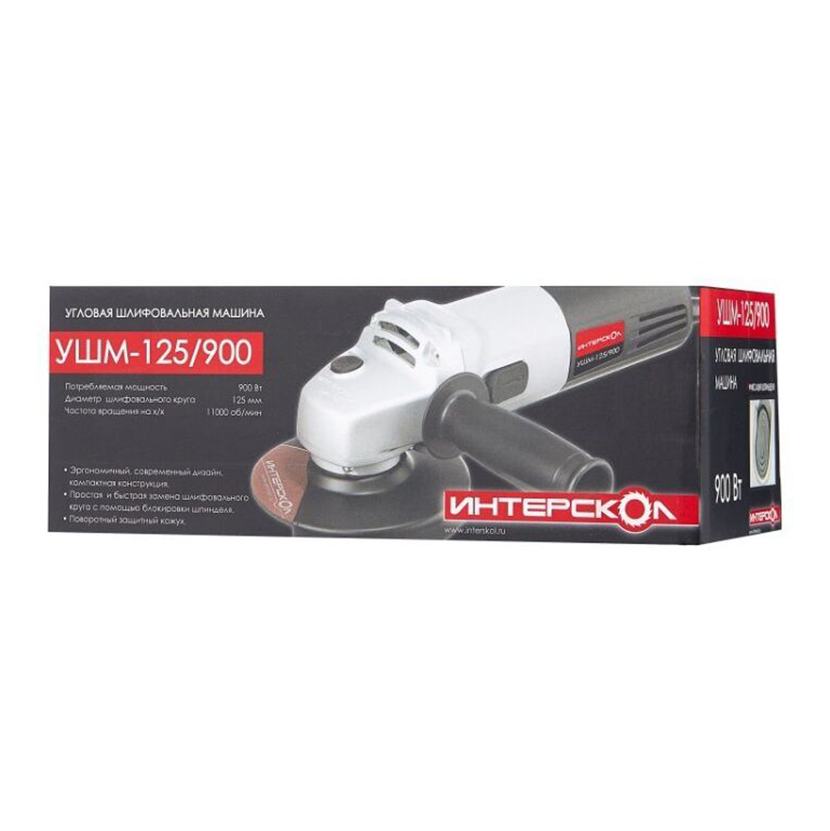 Угловая шлифмашина ушм-125/900 (1/4) "интерскол" 42.1.0.00