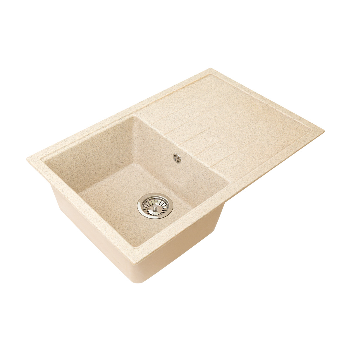 Мойка для кухни врезная искуств. камень gs-76-328 с крылом 760*500 мм бежевая "granstones"