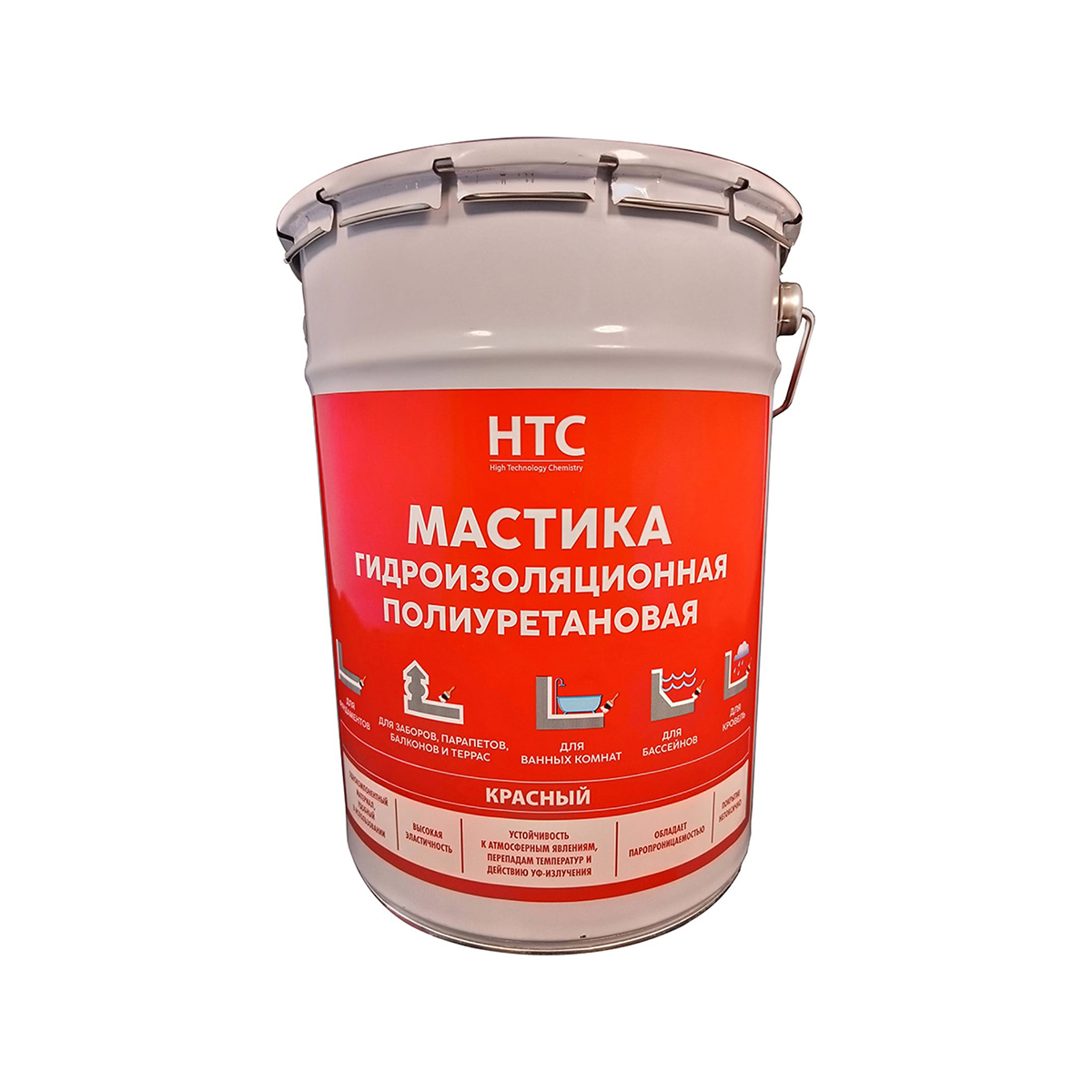 Мастика гидроизоляционная полиуретановая 6 кг красная (1) "htc"