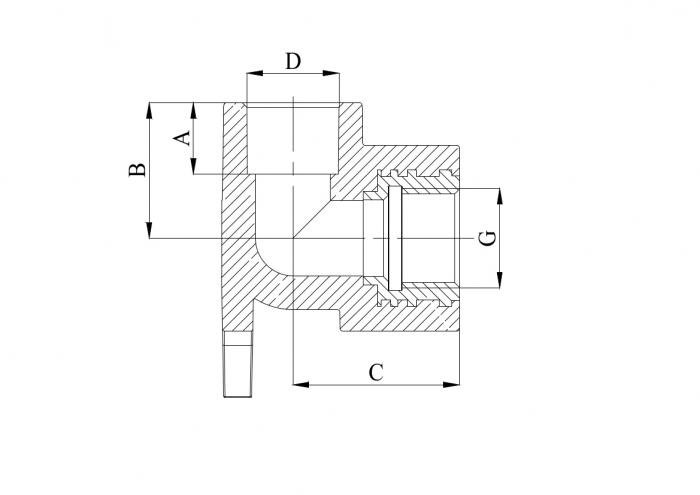 Водорозетка одинарная 90° 20 х 1/2" (ВР) ПП (PP-R100) серый HEISSKRAFT