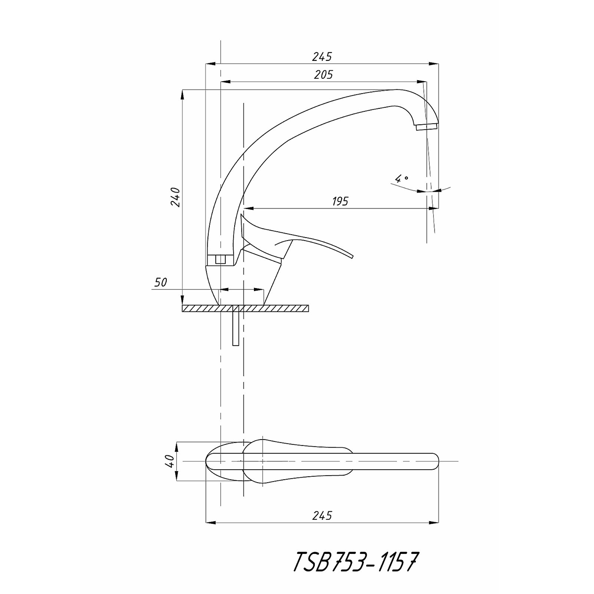 Смеситель для кухни "tsarsberg" tsb-753-1157 (1/10) "профсан"