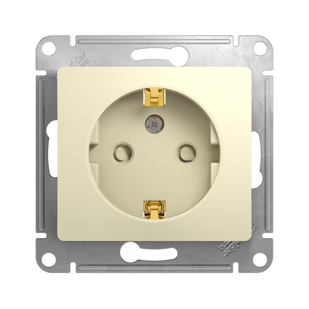 Розетка "glossa" 1 местн. с заземл, с шторками (механизм) 16а, бежевый (1/20/160) "schneider"