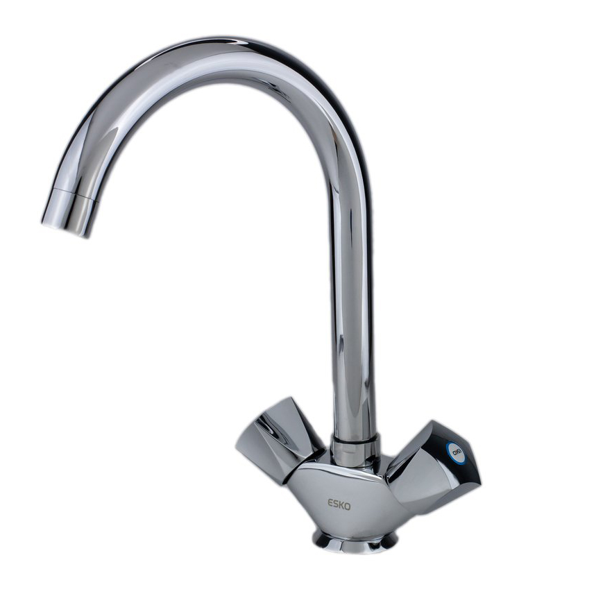 Смеситель для кухни "moscow" ms 06  высокий поворот. излив, двухвентильный (1/10) "esko"