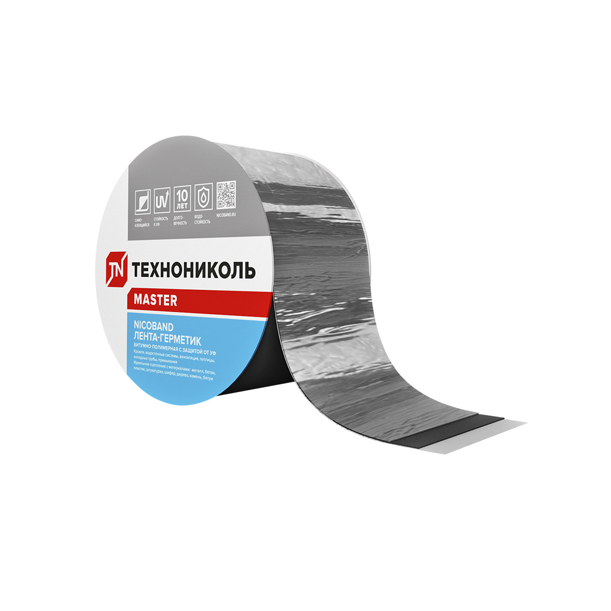 Лента-герметик самокл. 30 см х 10 м "nicoband" (битумно-полимерная) серебристая (1) "технониколь"