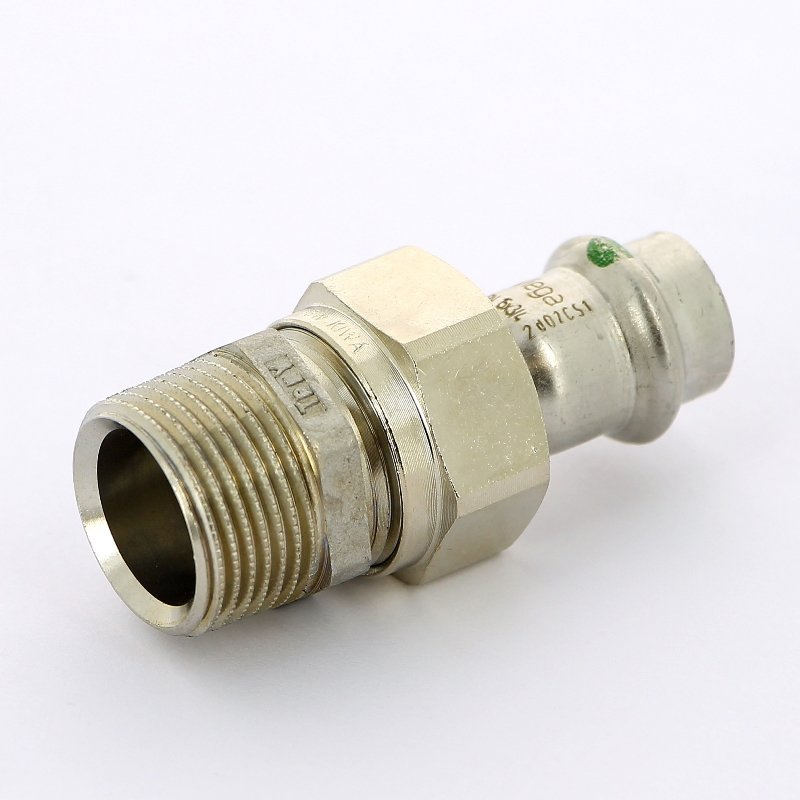 Муфта пресс-Н разъёмная 15x3/4" с плоской прокладкой нержавеющая сталь Sanpress Inox VIEGA