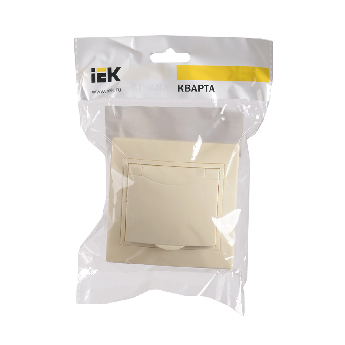 Розетка "кварта" 1 местн. с заземл, с крышкой рсб10-3-ккм, 16а, кремовый (1/8/160) "iek"