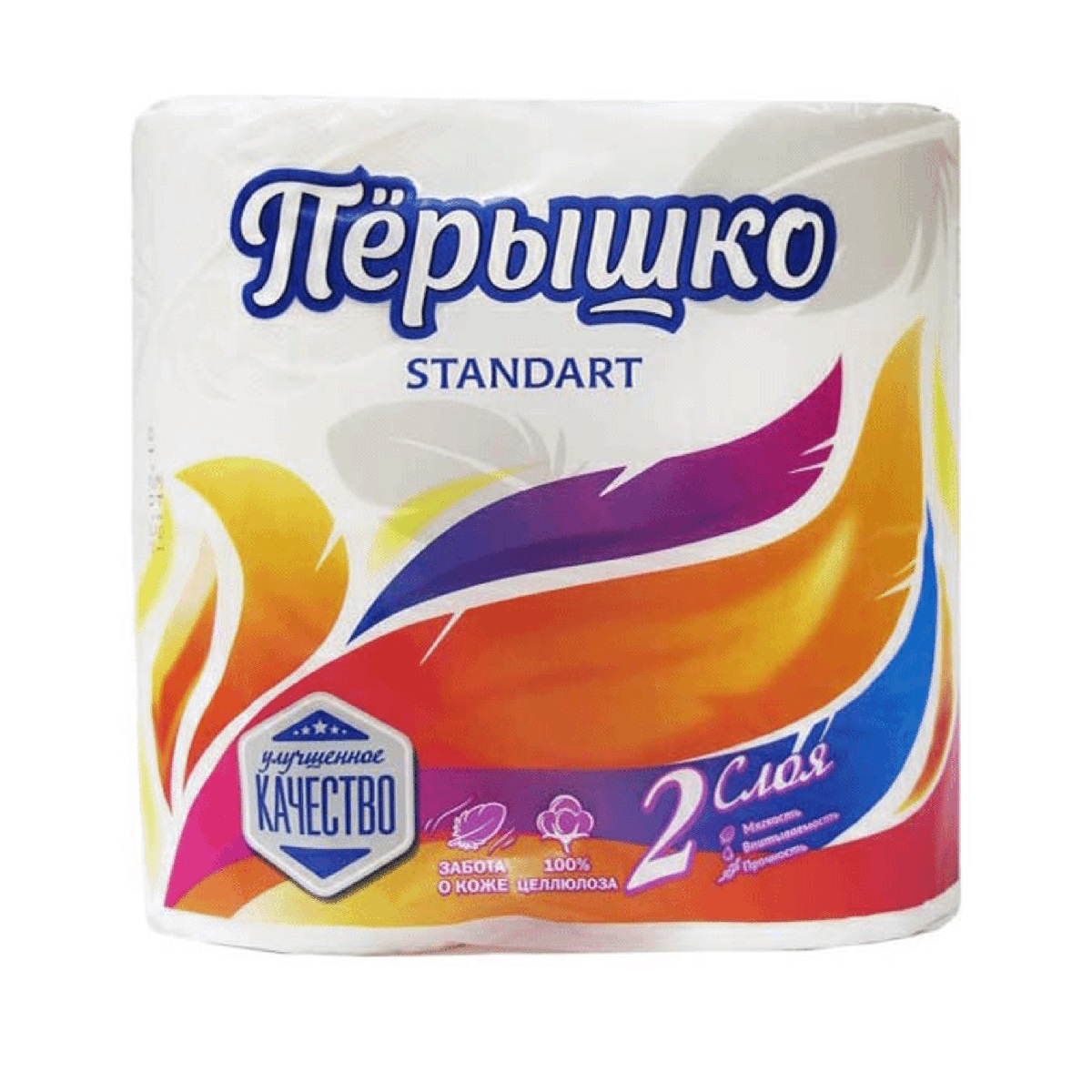 Туалетная бумага "standart" 2 слоя, 4 рулона, белая (1/12) "перышко"