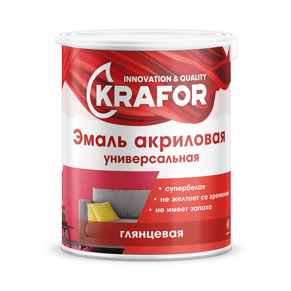 Эмаль акриловая глянц. супербелая  3 кг (1) "krafor"