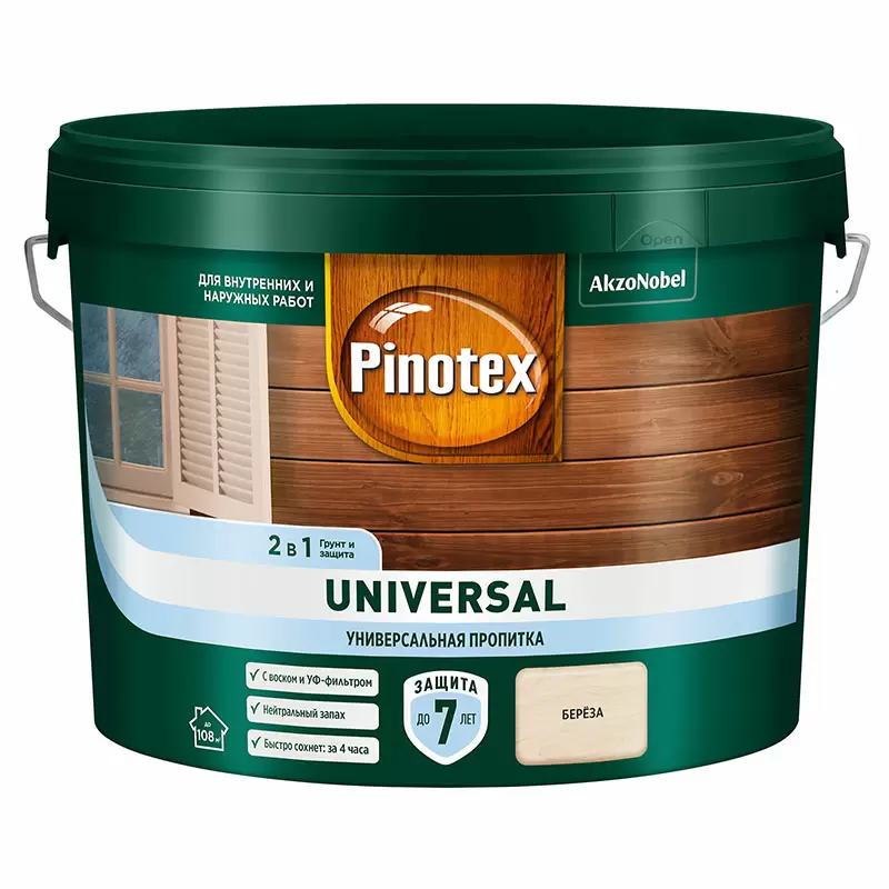 PINOTEX UNIVERSAL пропитка 2 в 1, береза (9л)