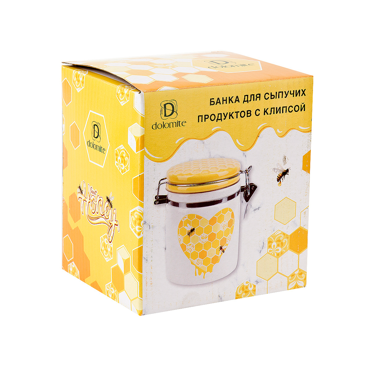 Банка для сыпучих продуктов с клипсой "honey" 14*10*14,5 см, 630 мл (1/24) "dolomite" l2520968