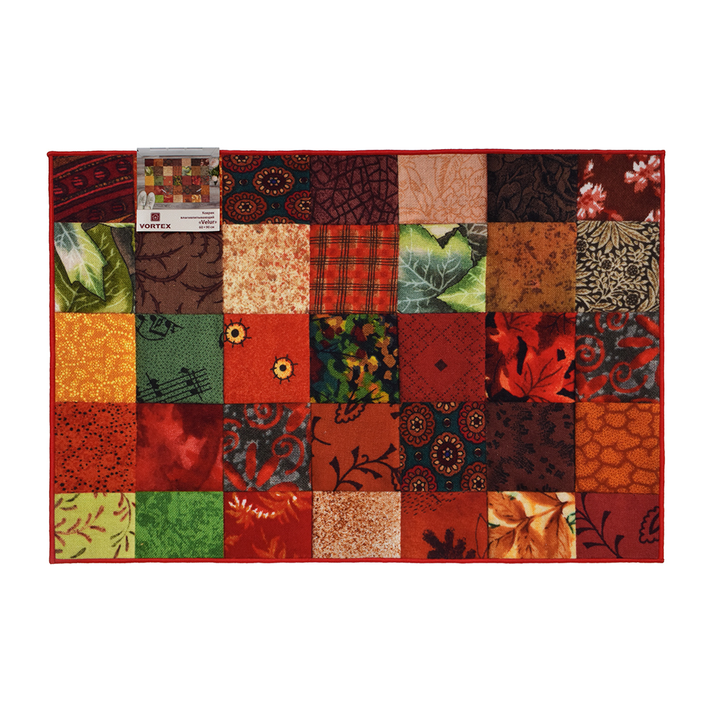 Коврик влаговпитывающий "velur" 60*90 см "пэчворк" (1/10) "vortex" 24244