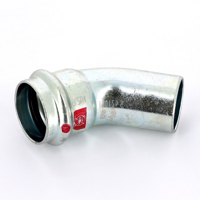 Угол пресс однораструбный 45°28 оцинкованная сталь Prestabo VIEGA