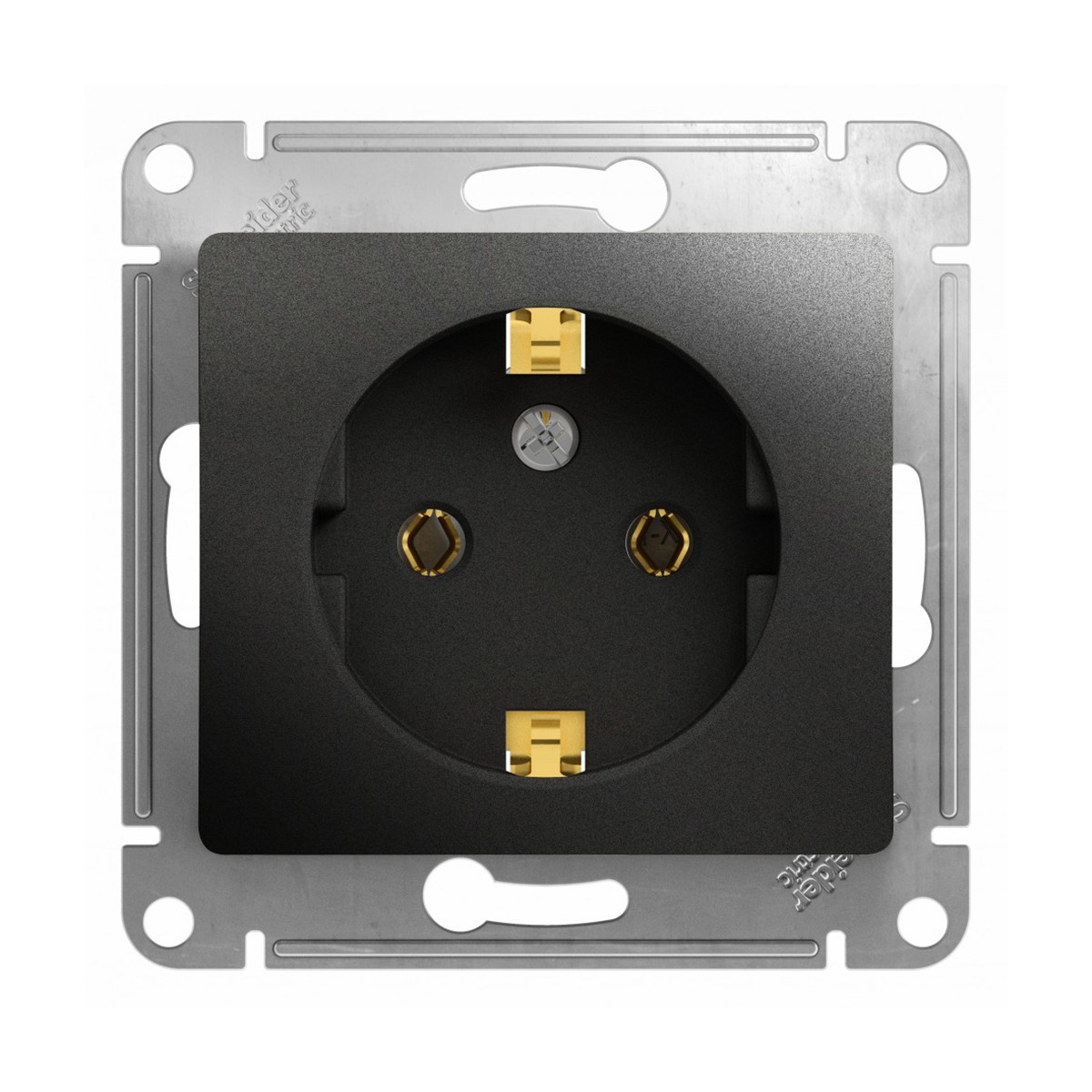 Розетка "glossa" 1 местн. с заземл. (механизм) 16а, антрацит (1/20/160) "schneider"