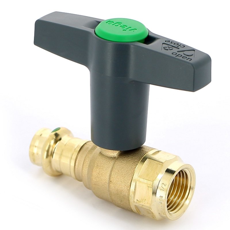 Кран шаровой EASYTOP VIEGA пресс-В 15х1/2" бронза SC-Contur, Т-ручка