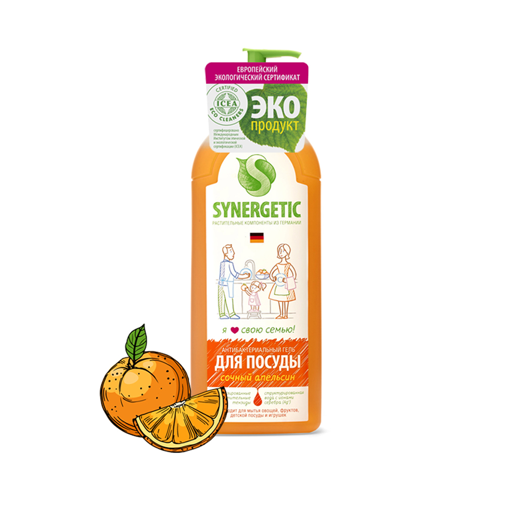 Средство для мытья посуды (апельсин)  1 л (1/8) "синергетик"