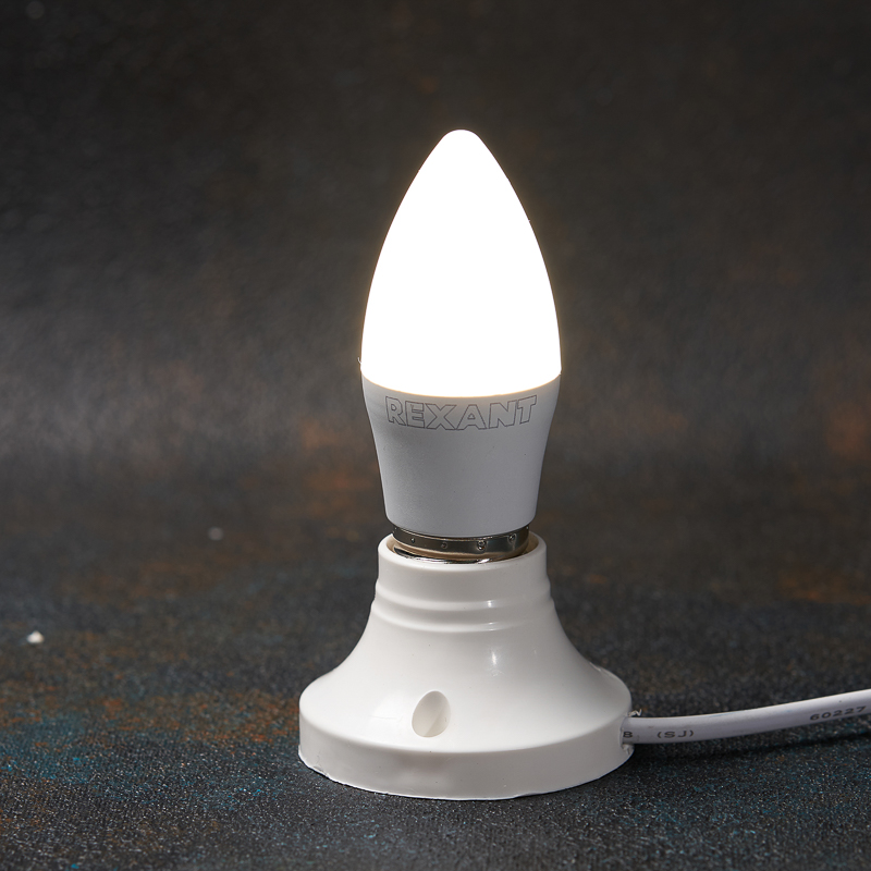 Лампа светодиодная "rexant" свеча (cn)  9,5w 4000 k 903 лм  e27, нейтрал. свет (10/100) 604-026