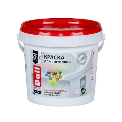 Краска DALI водно-дисперсионные для потолка 0,9л белая 96%