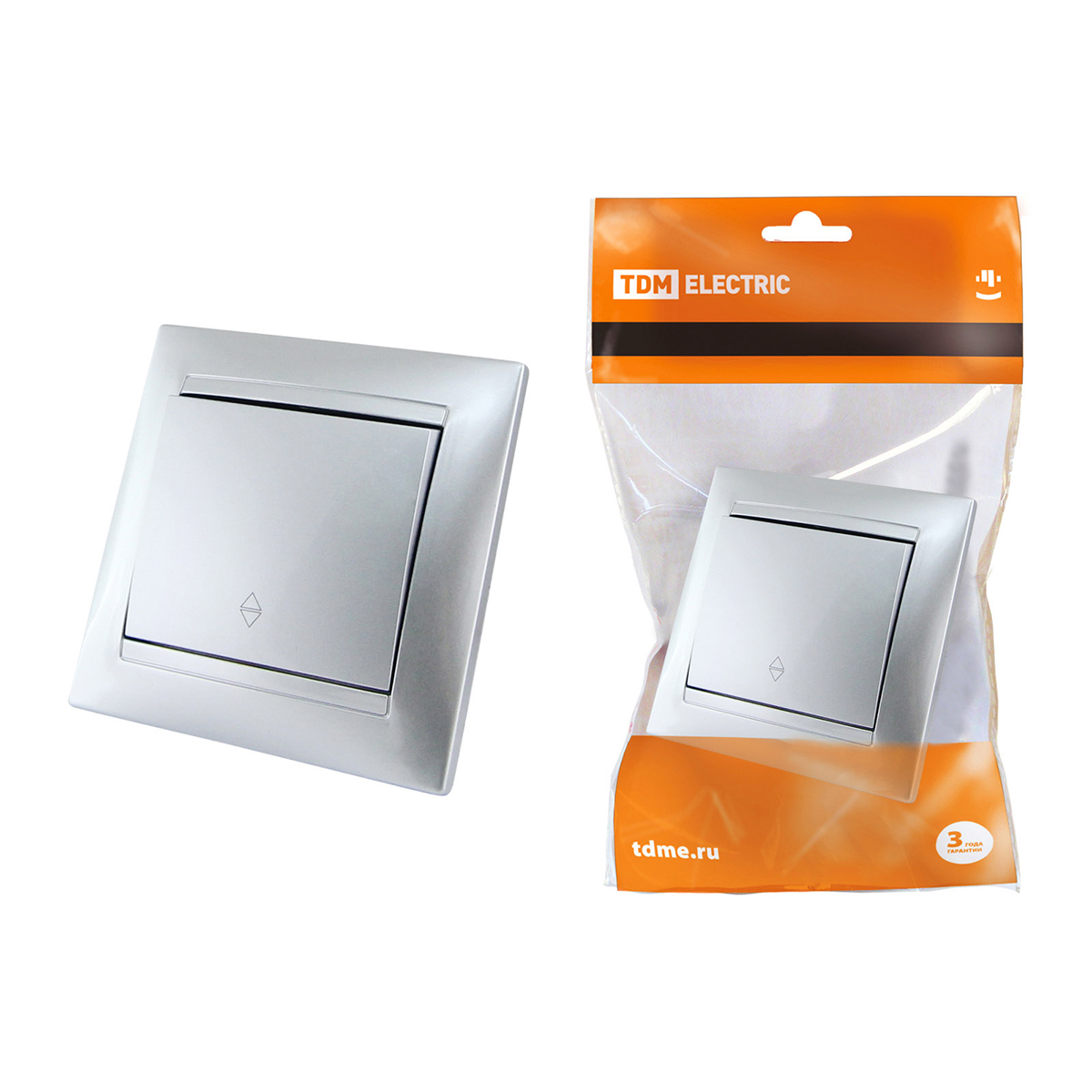 Выключатель проходной 1 кл. 10а "лама" серебр. металлик (1/10/120) tdm sq1815-0206