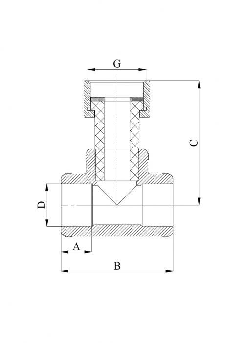 Тройник с накидной гайкой (ВР) 20 х 3/4" ПП (PP-R100) серый HEISSKRAFT